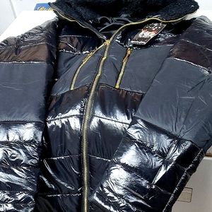 Solid Black Bubble Coat Size L